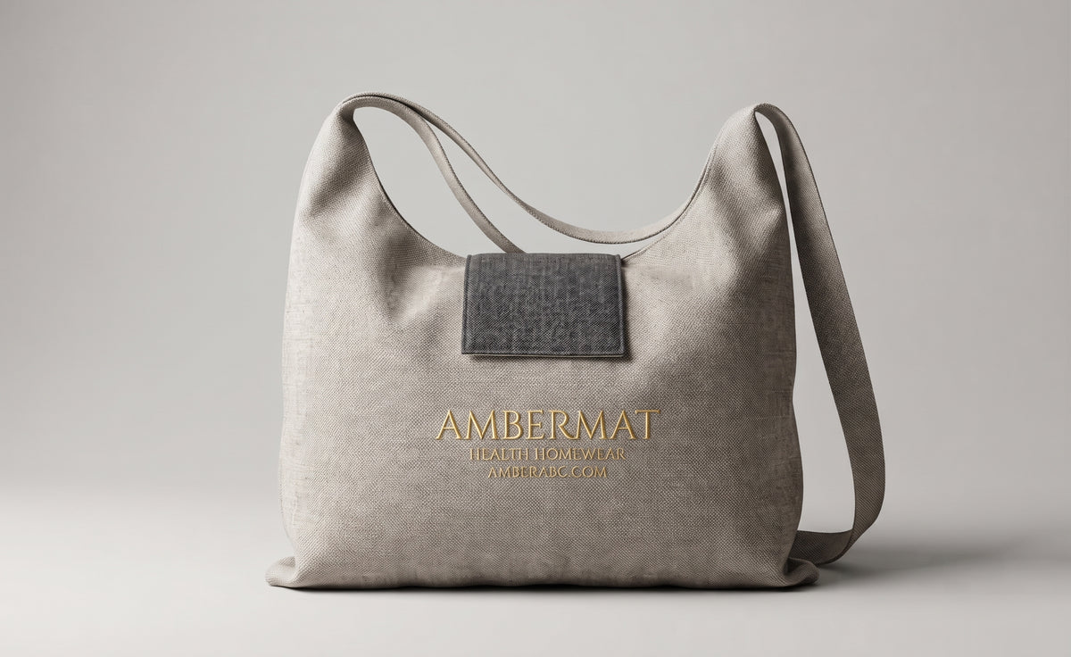 AMBERMAT™ | Eco-Luxury Shoulder Carry Bag with Gold Embroidery & 1-Meter Strap